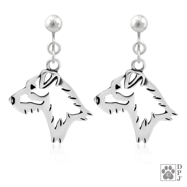 Parson Russell Terrier Earrings in Sterling Silver, Broken Coat