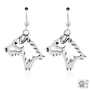 Parson Russell Terrier Earrings in Sterling Silver, Broken Coat