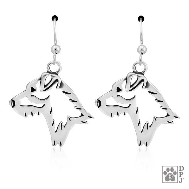 Parson Russell Terrier Earrings in Sterling Silver, Broken Coat