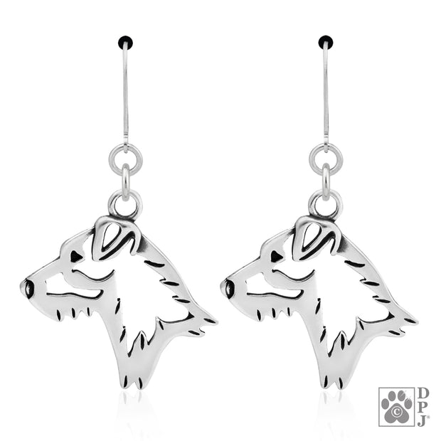 Parson Russell Terrier Earrings in Sterling Silver, Broken Coat