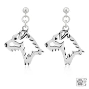 Parson Russell Terrier Earrings in Sterling Silver, Broken Coat