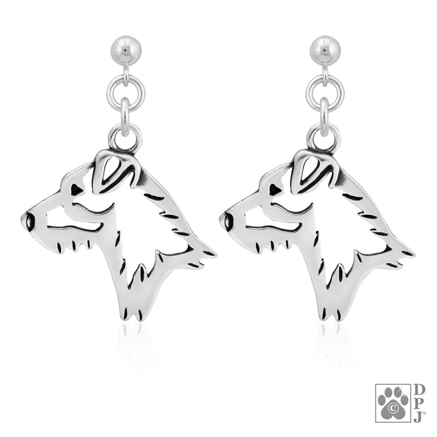 Parson Russell Terrier Earrings in Sterling Silver, Broken Coat