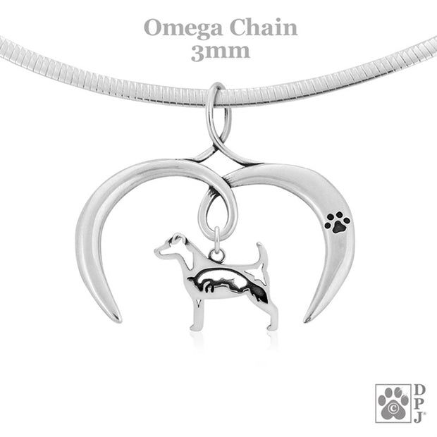 Open Heart Jack Russell Terrier in Sterling Silver, Jewelry Gifts for Jack Russell Terrier Lovers