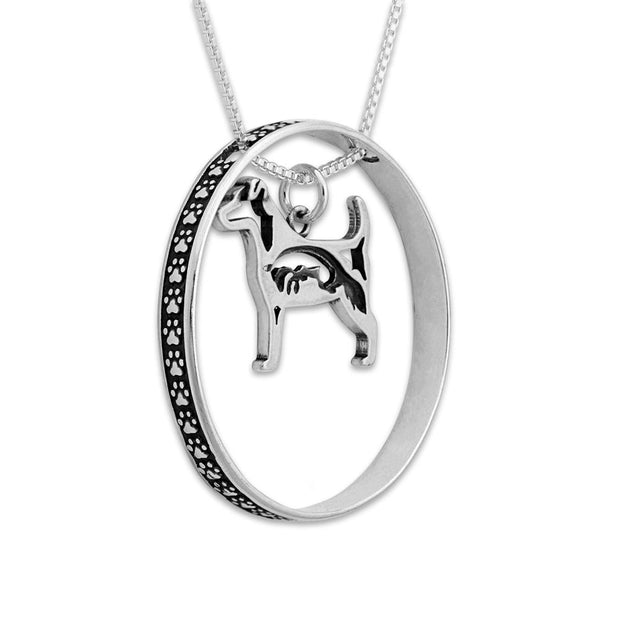 Jack Russell Terrier Necklace w/Paw Print Enhancer, Body