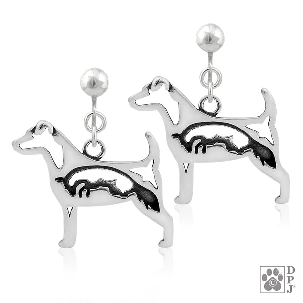 Sterling Silver Parson Russell Terrier Earrings
