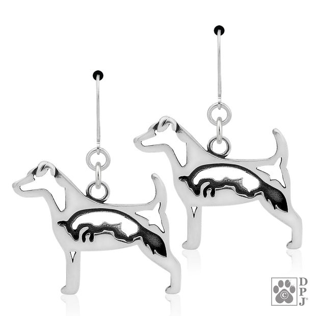 Parson Russell Terrier Earrings in Sterling Silver