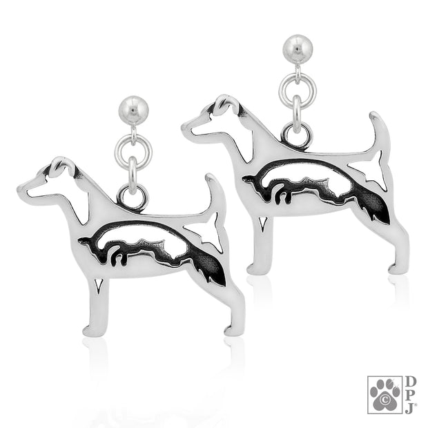 Sterling Silver Parson Russell Terrier Earrings
