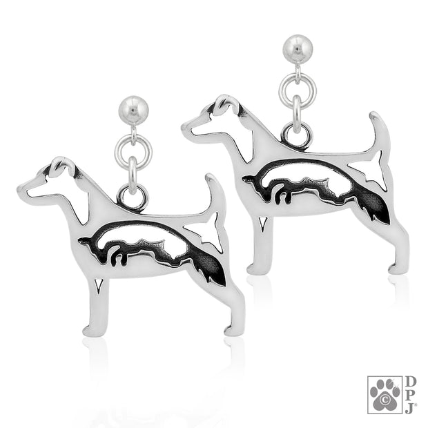 Parson Russell Terrier Earrings in Sterling Silver