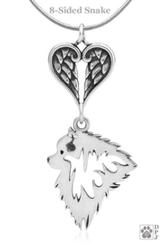 Keeshond Angel Necklace, Personalized Sterling Silver Sympathy Gifts