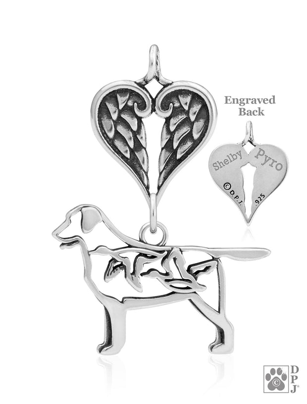 Labrador Retriever Angel Pendant, Sterling Silver Custom Memorial Keepsakes