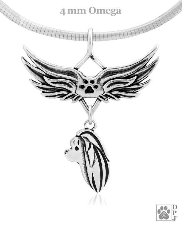 Maltese Memorial Necklace, Angel Wing Jewelry