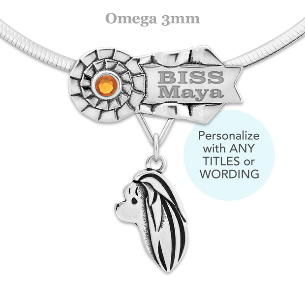 Sterling Silver Maltese Best In Show Necklace, Personalized OTCH Jewelry