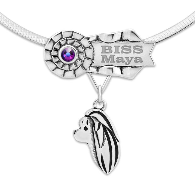 Sterling Silver Maltese Best In Show Necklace, Personalized OTCH Jewelry