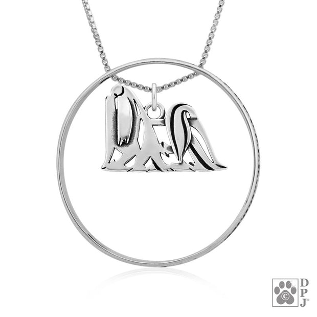 Sterling Silver Maltese Necklace w/Paw Print Enhancer, Body