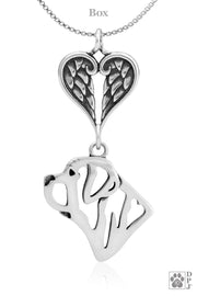 Mastiff Angel Necklace, Personalized Sterling Silver Sympathy Gifts