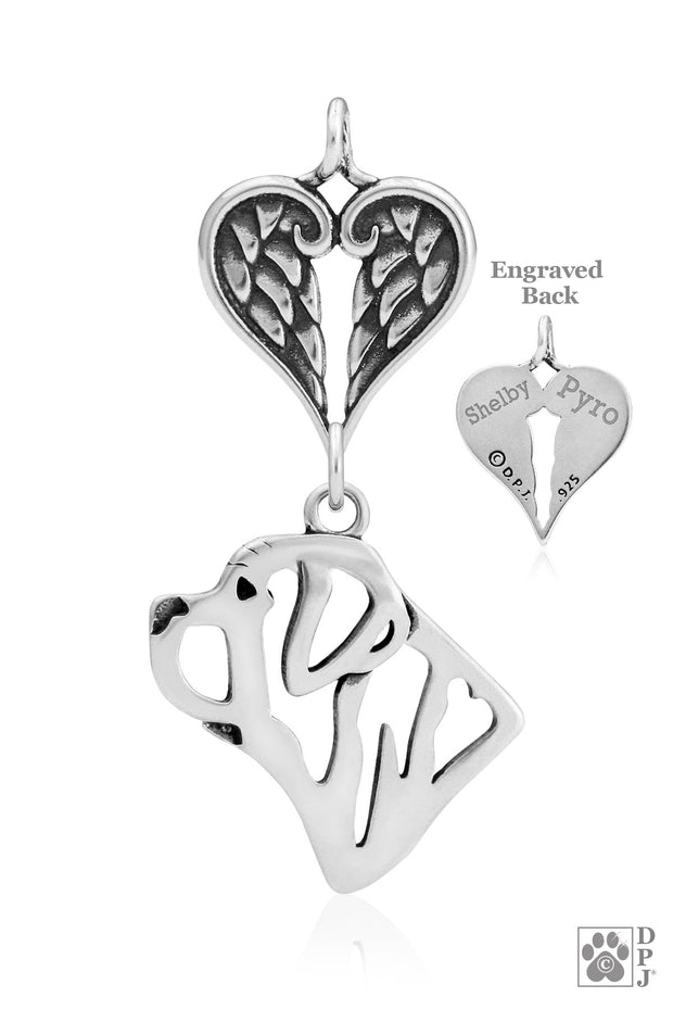Mastiff Angel Necklace, Personalized Sterling Silver Sympathy Gifts