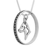 Sterling Silver Miniature Pinscher Necklace w/Paw Print Enhancer, Head