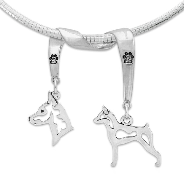 Miniature Pinscher Luxury Necklace in Sterling Silver