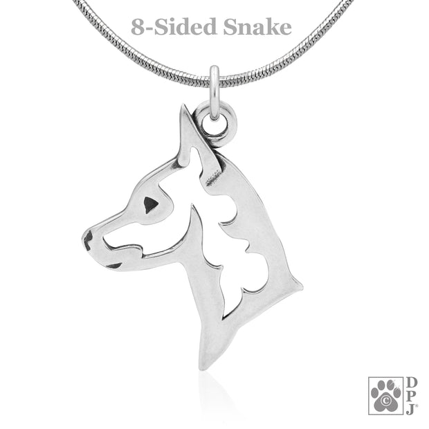 Miniature Pinscher Pendant Necklace in Sterling Silver