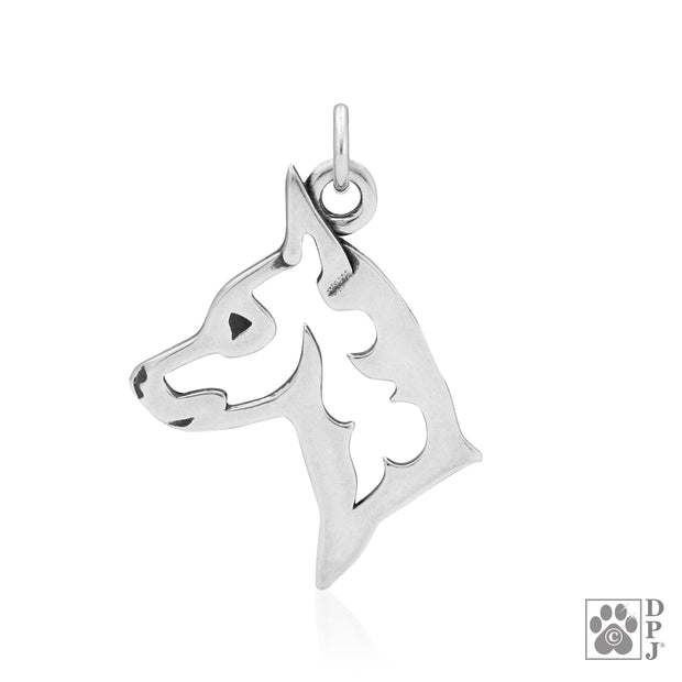 Miniature Pinscher Pendant Necklace in Sterling Silver
