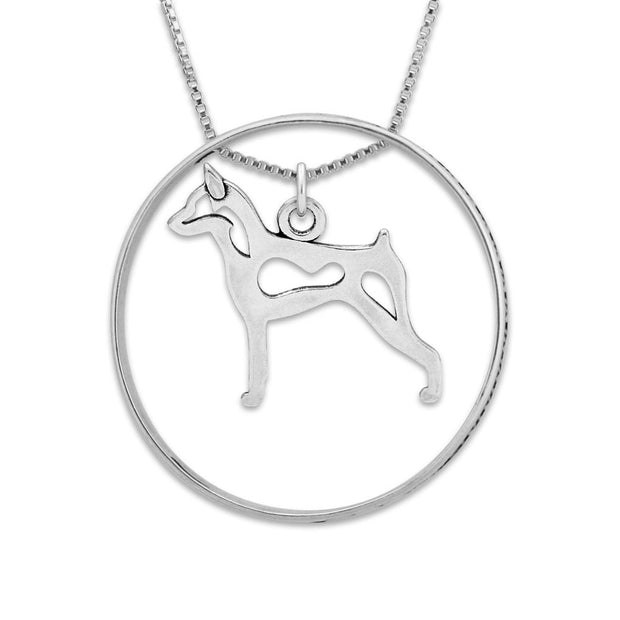 Miniature Pinscher Necklace w/Paw Print Enhancer, Body