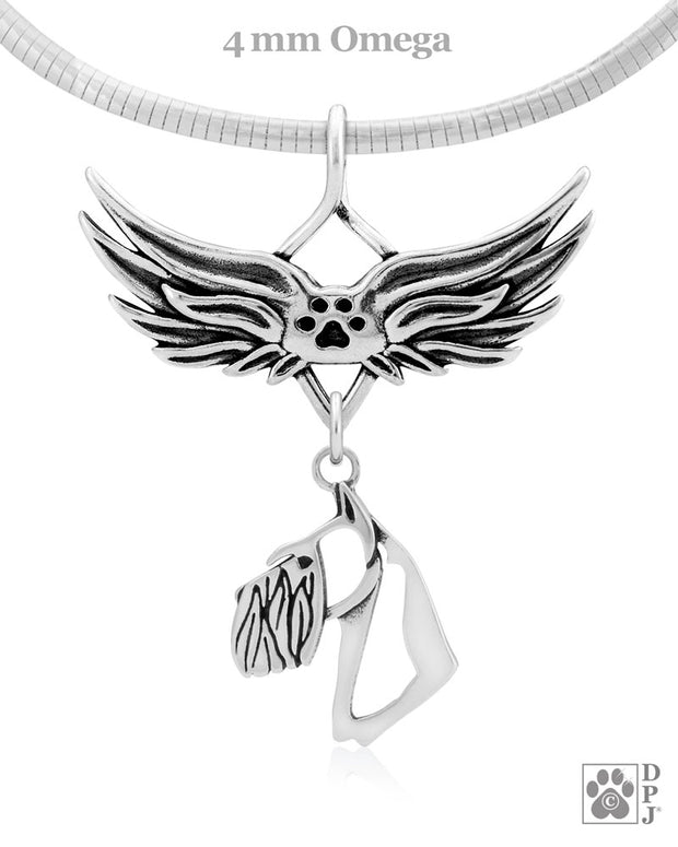 Schnauzer Memorial Necklace, Angel Wing Jewelry