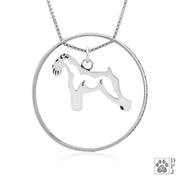 Sterling Silver Schnauzer Necklace w/Paw Print Enhancer, Body