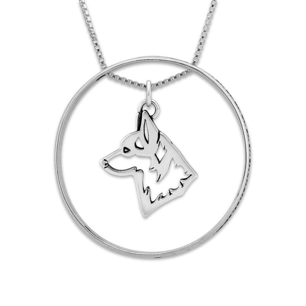 Pembroke Welsh Corgi Necklace w/Paw Print Enhancer, Head