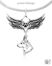 Pembroke Welsh Corgi Memorial Necklace, Angel Wing Jewelry