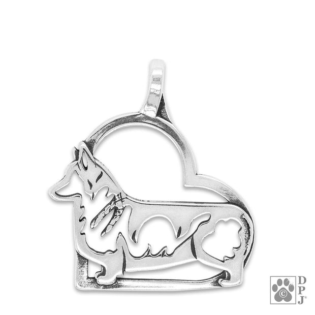 Pembroke Corgi Heart Necklace Gifts in Sterling Silver