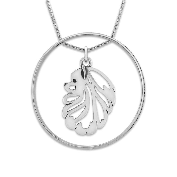 Pomeranian Necklace w/Paw Print Enhancer, Head