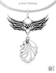 Pomeranian Memorial Necklace, Angel Wing Jewelry