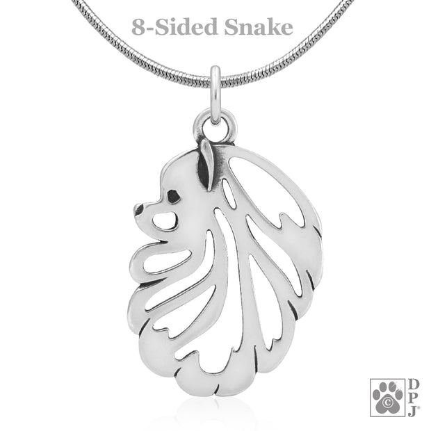 Pomeranian Pendant Necklace in Sterling Silver