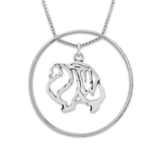 Sterling Silver Pomeranian Necklace w/Paw Print Enhancer, Body