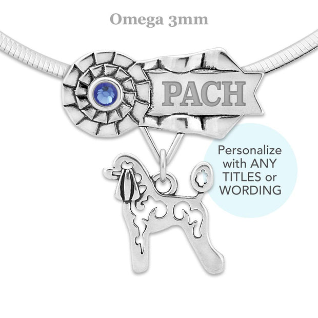 Personalized Poodle PACH Ribbon Pendant, Custom SWU Jewelry