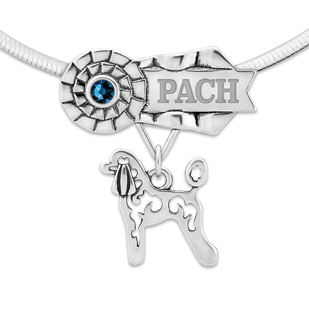 Personalized Poodle PACH Ribbon Pendant, Custom SWU Jewelry