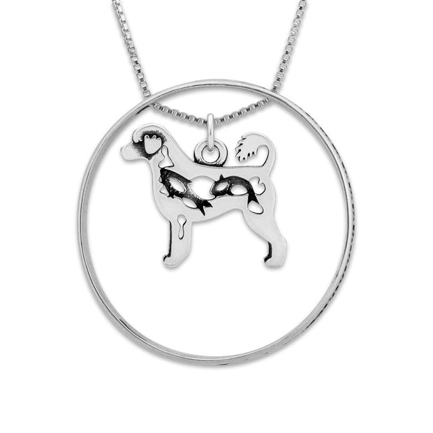 Portuguese Water Dog Necklace w/Paw Print Enhancer, Body