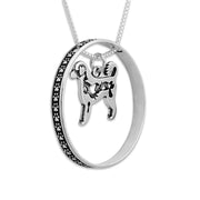 Portuguese Water Dog Necklace w/Paw Print Enhancer, Body