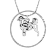 Sterling Silver Portuguese Water Dog Necklace w/Paw Print Enhancer, Body