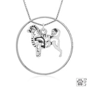 Sterling Silver Portuguese Water Dog Necklace w/Paw Print Enhancer, Body