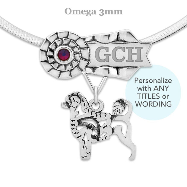 Personalized Portuguese Water Dog GCH Ribbon Pendant, NOC Jewelry