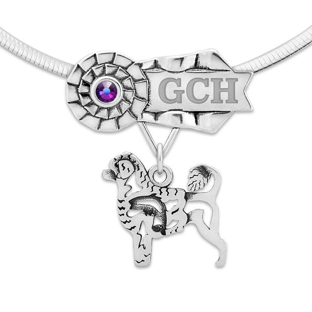 Personalized Portuguese Water Dog GCH Ribbon Pendant, NOC Jewelry
