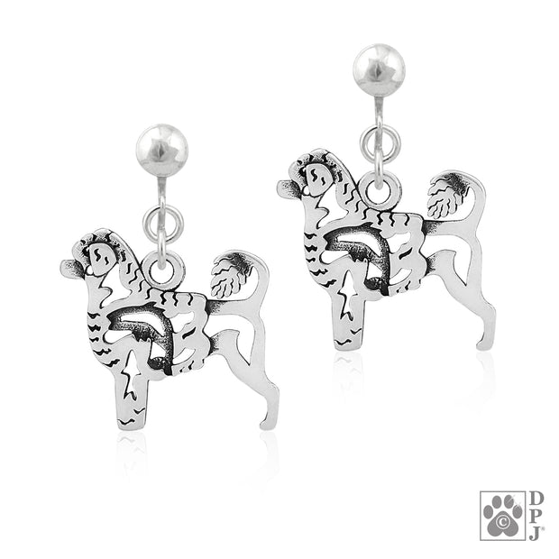Portuguese Water Dog Earrings in Sterling Silver