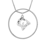 Sterling Silver Pug Necklace w/Paw Print Enhancer, Head