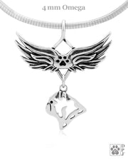 Pug Memorial Necklace, Angel Wing Jewelry