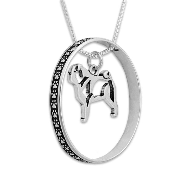 Pug Necklace w/Paw Print Enhancer, Body