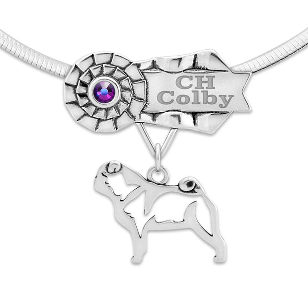 Personalized Best In Show Pug Necklace, Grand Champion Jewelry