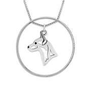 Sterling Silver Rat Terrier Necklace w/Paw Print Enhancer, Head