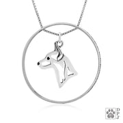 Sterling Silver Rat Terrier Necklace w/Paw Print Enhancer, Head
