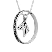 Sterling Silver Rat Terrier Necklace w/Paw Print Enhancer, Head